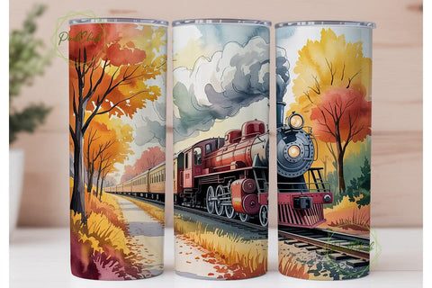 Autumn Train Ride 20oz Tumbler Wrap Sublimation PixelChick 