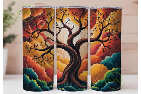 Autumn Tree 20oz Tumbler Wrap Sublimation PixelChick 