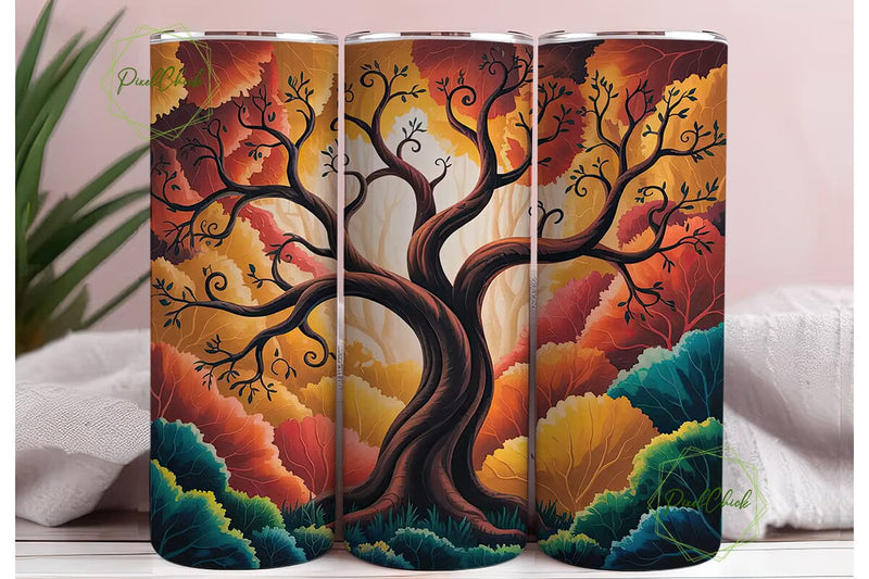 Autumn Tree 20oz Tumbler Wrap Sublimation PixelChick 