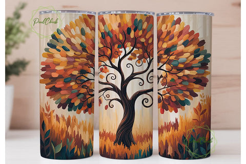 Autumn Tree 20oz Tumbler Wrap Sublimation PixelChick 
