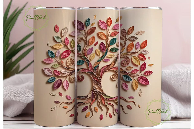 Autumn Tree Quilling 20oz Tumbler Wrap Sublimation PixelChick 