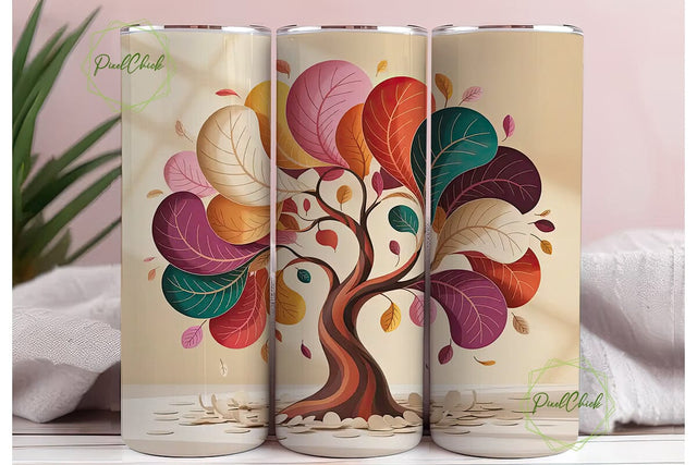 Autumn Tree Quilling 20oz Tumbler Wrap Sublimation PixelChick 