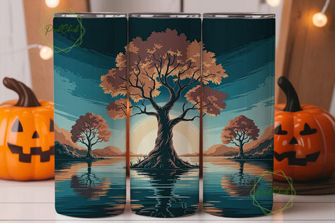 Autumn Tree Reflection 20oz Tumbler Wrap Sublimation PixelChick 