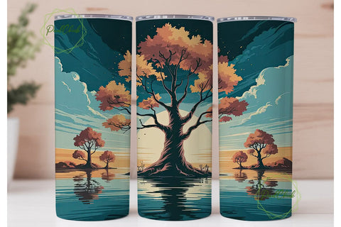 Autumn Tree Reflection 20oz Tumbler Wrap Sublimation PixelChick 