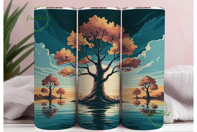 Autumn Tree Reflection 20oz Tumbler Wrap Sublimation PixelChick 