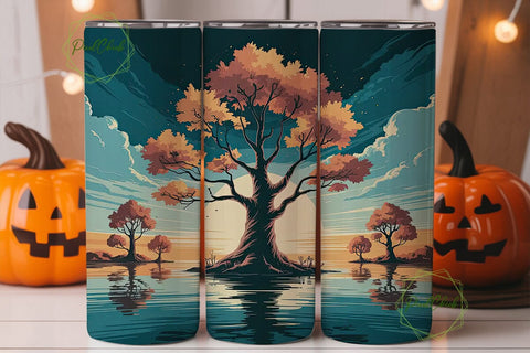 Autumn Tree Reflection 20oz Tumbler Wrap Sublimation PixelChick 