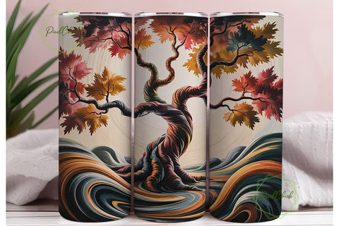 Autumn Tree Swirl 20oz Tumbler Wrap Sublimation PixelChick 