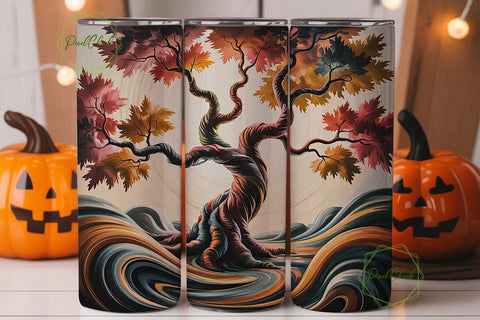 Autumn Tree Swirl 20oz Tumbler Wrap Sublimation PixelChick 