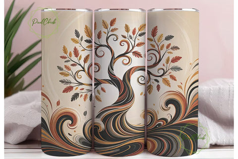Autumn Tree Swirl 20oz Tumbler Wrap Sublimation PixelChick 