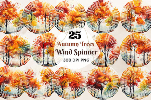 Autumn Trees Wind Spinner Sublimation Designs Bundle Sublimation Regulrcrative 