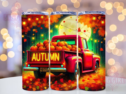 Autumn Truck 20oz Tumbler Wrap Sublimation Design, Straight Tapered Tumbler Wrap, Fall Vibes Tumbler Png, Instant Digital Download Sublimation SvggirlplusArt 