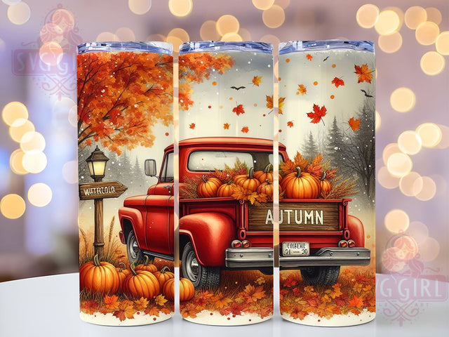 Autumn Truck 20oz Tumbler Wrap Sublimation Design, Straight Tapered Tumbler Wrap, Fall Vibes Tumbler Png, Instant Digital Download Sublimation SvggirlplusArt 
