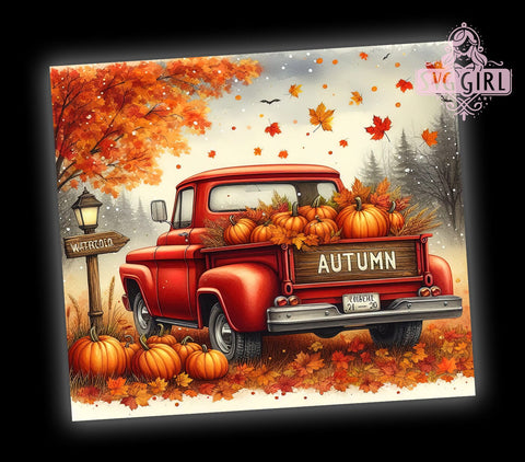 Autumn Truck 20oz Tumbler Wrap Sublimation Design, Straight Tapered Tumbler Wrap, Fall Vibes Tumbler Png, Instant Digital Download Sublimation SvggirlplusArt 