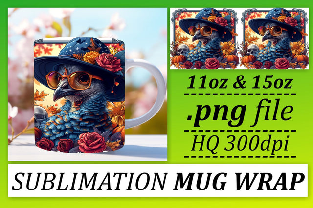 Autumn Turkey Mug Wrap Sublimation 11oz/15oz Sublimation afrosvg 