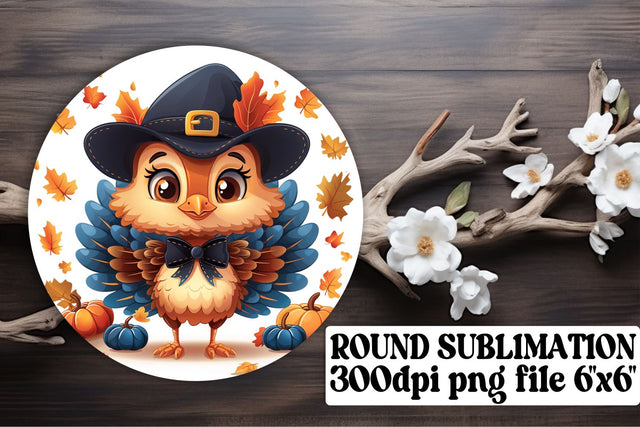 Autumn Turkey Round Design Sublimation PNG Sublimation afrosvg 