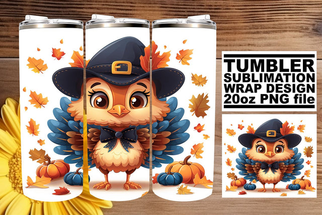Autumn Turkey Tumbler Wrap for 20oz - Sublimation Sublimation afrosvg 