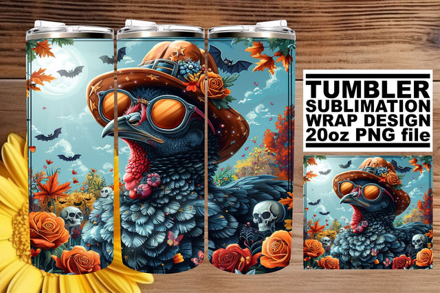 Autumn Turkey Tumbler Wrap Sublimation 20oz Design Sublimation afrosvg 
