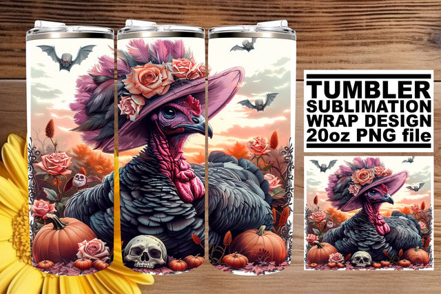 Autumn Turkey Wrap Sublimation for 20oz Tumblers Sublimation afrosvg 
