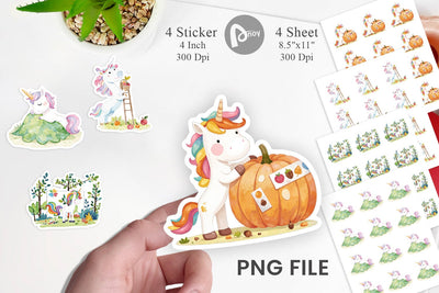 Autumn Unicorn Whimsy Sticker Sublimation artnoy 