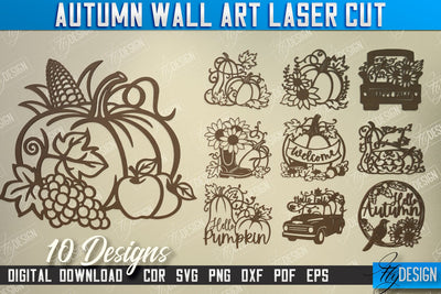 Autumn Wall Art Bundle | Fall Sign | Autumn Vibe | Signs Inscription Design | CNC File SVG Fly Design 