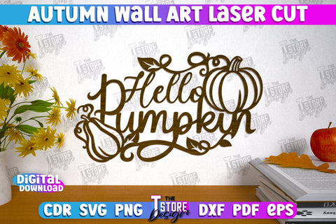 Autumn Wall Art Bundle | Fall Sign | Autumn Vibe | Signs Inscription Design | CNC Files SVG The T Store Design 