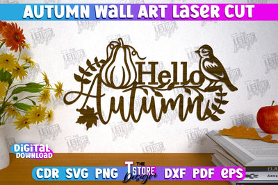 Autumn Wall Art | Fall Sign | Autumn Vibe | Signs Inscription Design | CNC File SVG The T Store Design 