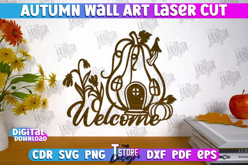Autumn Wall Art | Fall Sign | Autumn Vibe | Signs Inscription Design | CNC File SVG The T Store Design 