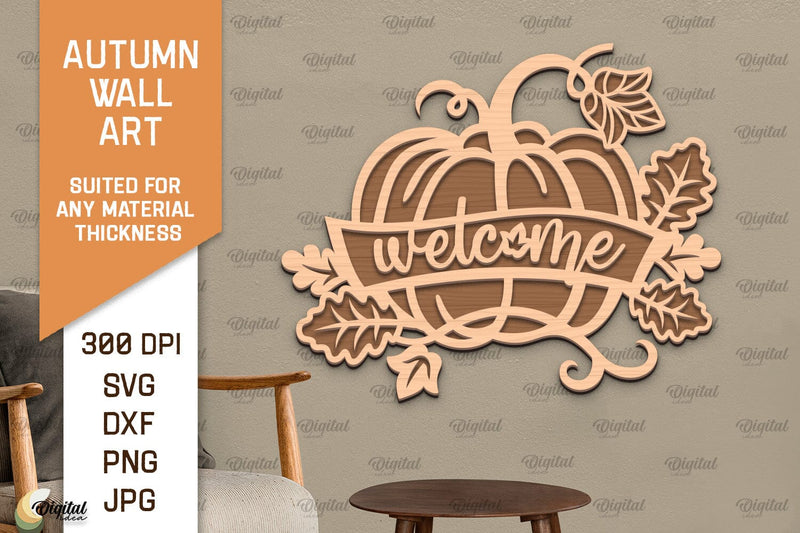 Autumn Wall Art Laser Cut Design. Fall Wall Decor SVG - So Fontsy
