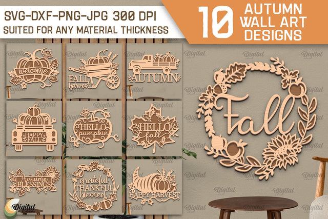 Autumn Wall Arts Laser Cut Bundle. Autumn Wall Decors SVG SVG Evgenyia Guschina 