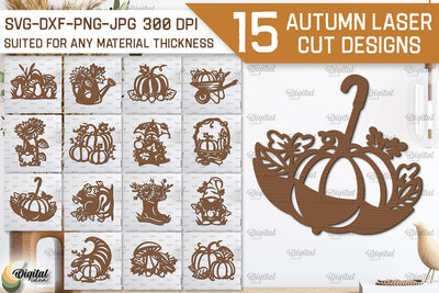 Autumn Wall Decor Laser Cut Bundle. Fall Wall Art SVG Design SVG Evgenyia Guschina 