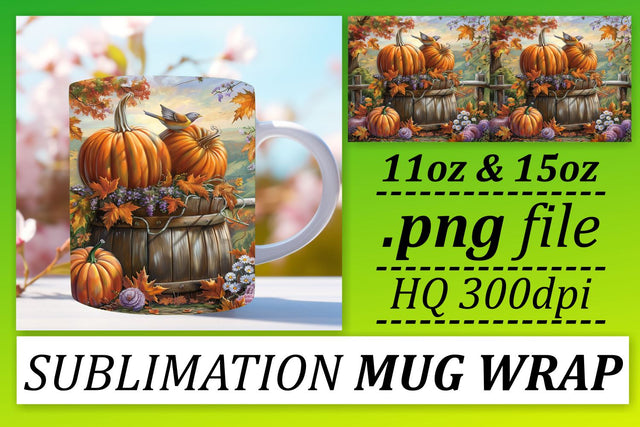 Autumn Watercolor Design Wrap for Mug 11oz/15oz Sublimation afrosvg 
