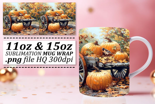Autumn Watercolor Landscape Mug Wrap Sublimation 11oz/15oz Sublimation afrosvg 