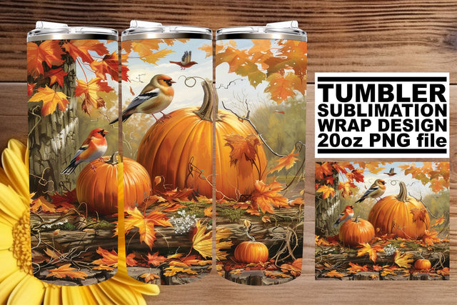 Autumn Watercolor Landscape Tumbler Wrap for 20oz Sublimation afrosvg 