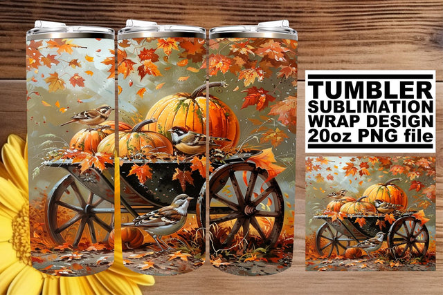 Autumn Watercolor Landscape Tumbler Wrap Sublimation 20oz Sublimation afrosvg 