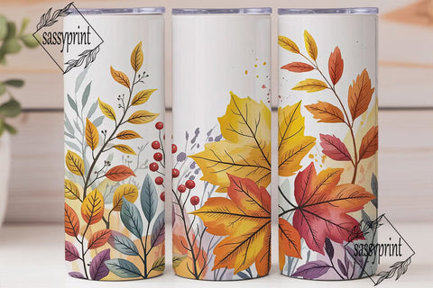 Autumn Watercolor Leaves 20oz Tumbler Sublimation sassyprint 
