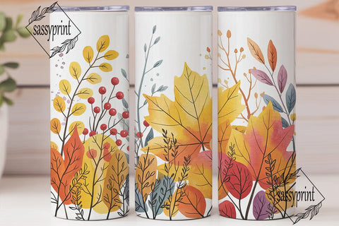 Autumn Watercolor Leaves 20oz Tumbler Sublimation sassyprint 