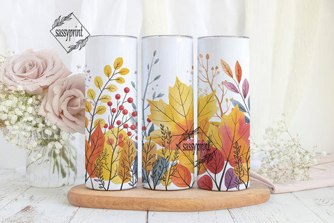 Autumn Watercolor Leaves 20oz Tumbler Sublimation sassyprint 