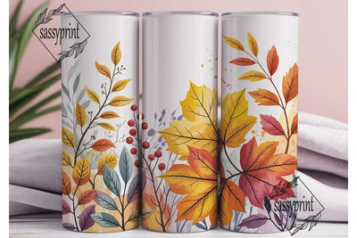 Autumn Watercolor Leaves 20oz Tumbler Sublimation sassyprint 