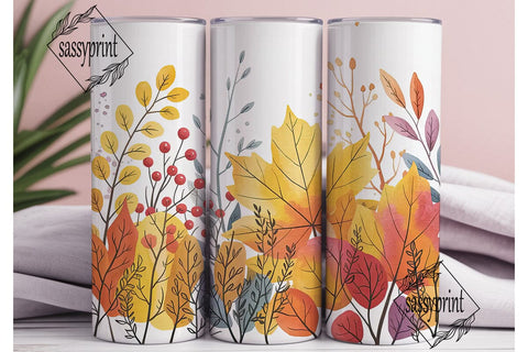 Autumn Watercolor Leaves 20oz Tumbler Sublimation sassyprint 