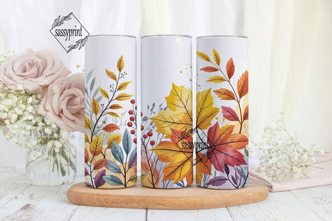 Autumn Watercolor Leaves 20oz Tumbler Sublimation sassyprint 