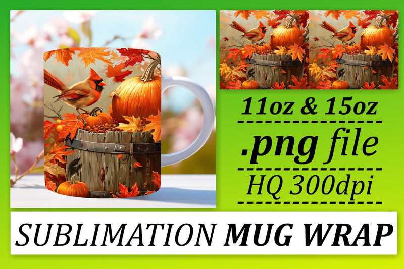 Autumn Watercolor Mug Wrap for Sublimation 11oz/15oz Sublimation afrosvg 