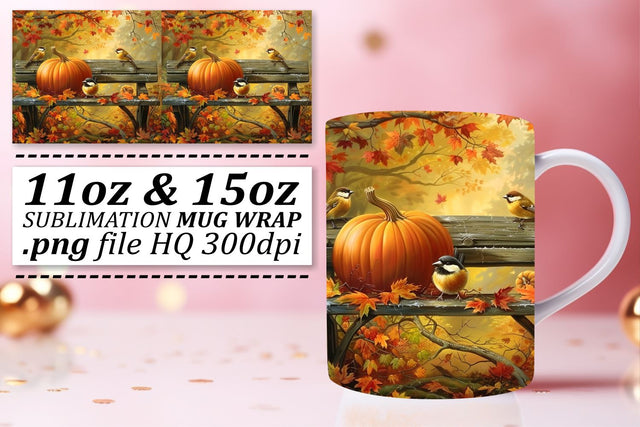 Autumn Watercolor Mug Wrap Sublimation 11oz/15oz Sublimation afrosvg 