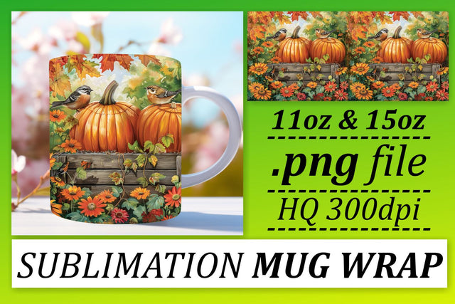 Autumn Watercolor Mug Wrap Sublimation for 11oz/15oz Sublimation afrosvg 