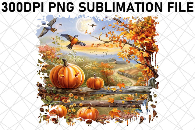 Autumn Watercolor Print Landscape Sublimation for PNG Sublimation afrosvg 