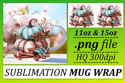 Autumn Watercolor Pumpkins Mug Wrap Design 11oz/15oz Sublimation afrosvg 