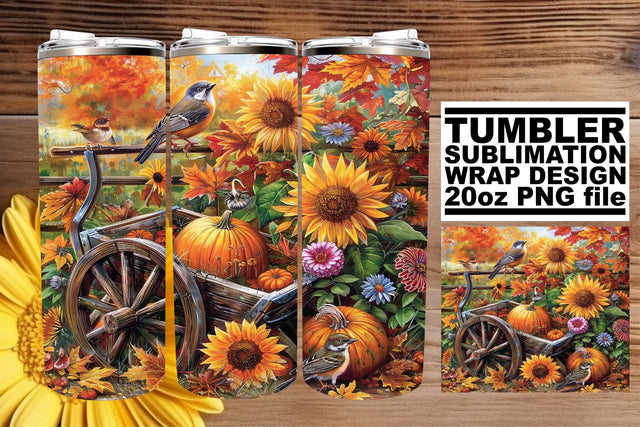 Autumn Watercolor Scene Wrap for 20oz Tumblers Sublimation afrosvg 