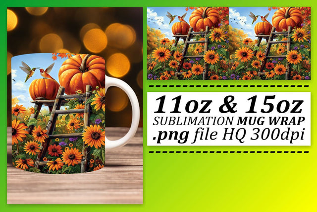 Autumn Watercolor Scene Wrap for Mug 11oz/15oz Sublimation afrosvg 