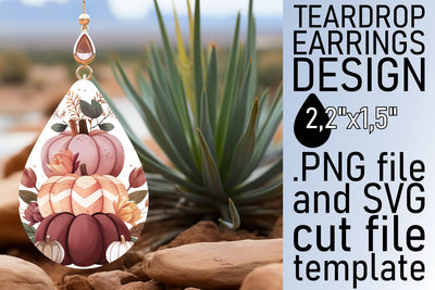 Autumn Watercolor Teardrop Earrings Sublimation afrosvg 