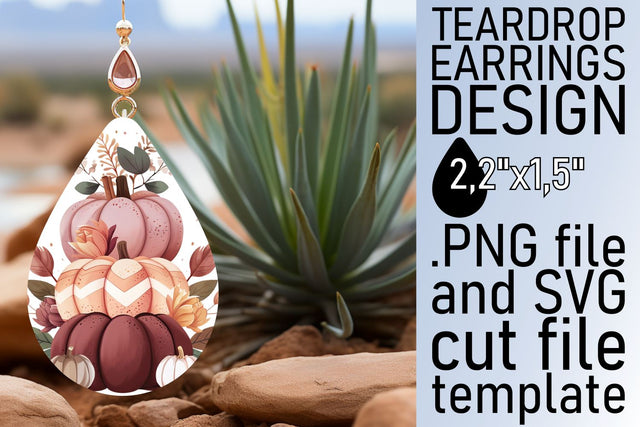 Autumn Watercolor Teardrop Earrings Sublimation afrosvg 
