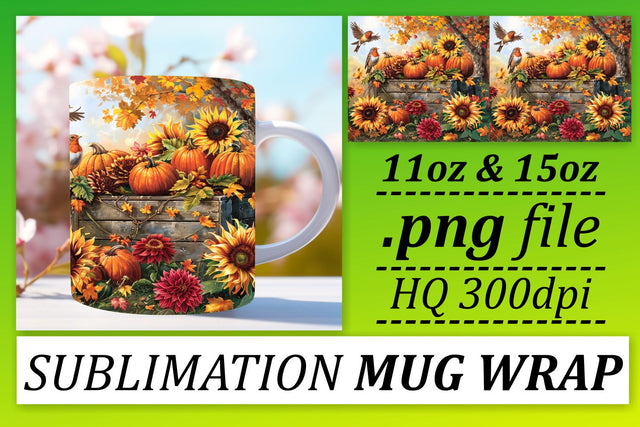 Autumn Watercolor Wrap Sublimation for Mug 11oz/15oz Sublimation afrosvg 